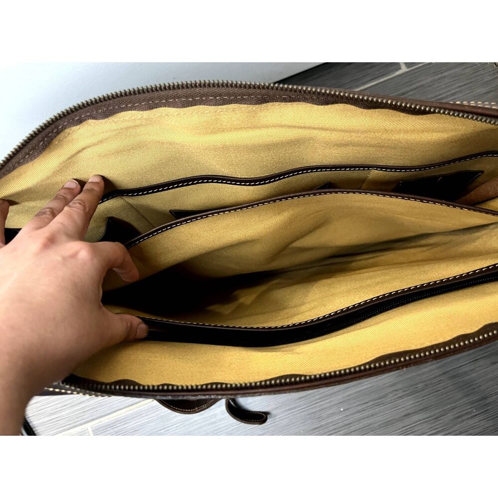 Tusting Levenger Marston Leather Ziptop Briefcase Messenger Bag - Picture 10 of 10
